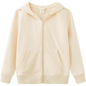 imageUMELOK Kids Full ZipUp Hoodie Solid Sweatshirt for Boys and GirlsBeige