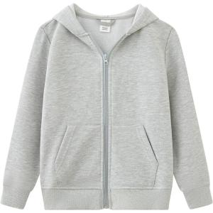 imageUMELOK Kids Full ZipUp Hoodie Solid Sweatshirt for Boys and GirlsLight Grey