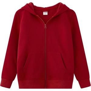 imageUMELOK Kids Full ZipUp Hoodie Solid Sweatshirt for Boys and GirlsRed