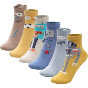 imageUMELOK Toddler Boys Kids Fun Novelty Design Socks Pack of 6 Pair 112 YearsMonsters  Robots