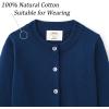 imageUMELOK Girls Cardigans Sweater Cotton Button Solid Long Sleeve Knit SweatersNavy Blue