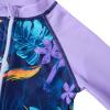 imageUMELOK Girls Long Sleeve Rash Guard One Piece Swimsuits with UV Protection SunsuitBlack Purple Green Plants