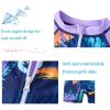 imageUMELOK Girls Long Sleeve Rash Guard One Piece Swimsuits with UV Protection SunsuitBlack Purple Green Plants