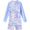 imageUMELOK Girls Long Sleeve Rash Guard One Piece Swimsuits with UV Protection SunsuitBlue Pink Flower
