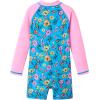 imageUMELOK Girls Long Sleeve Rash Guard One Piece Swimsuits with UV Protection SunsuitColorful Roses