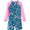 imageUMELOK Girls Long Sleeve Rash Guard One Piece Swimsuits with UV Protection SunsuitFlower