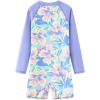 imageUMELOK Girls Long Sleeve Rash Guard One Piece Swimsuits with UV Protection SunsuitLavenderflower