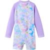 imageUMELOK Girls Long Sleeve Rash Guard One Piece Swimsuits with UV Protection SunsuitLight Purple Large Flower