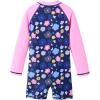 imageUMELOK Girls Long Sleeve Rash Guard One Piece Swimsuits with UV Protection SunsuitPink Purple Flower