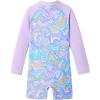imageUMELOK Girls Long Sleeve Rash Guard One Piece Swimsuits with UV Protection SunsuitPurple Lines