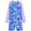 imageUMELOK Girls Long Sleeve Rash Guard One Piece Swimsuits with UV Protection SunsuitPurplescale