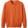 imageUMELOK Girls Cardigans Sweater Cotton Button Solid Long Sleeve Knit SweatersOrange