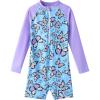 imageUMELOK Girls Long Sleeve Rash Guard One Piece Swimsuits with UV Protection SunsuitBlue  Butterfly