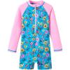 imageUMELOK Girls Long Sleeve Rash Guard One Piece Swimsuits with UV Protection SunsuitColorful Roses