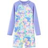 imageUMELOK Girls Long Sleeve Rash Guard One Piece Swimsuits with UV Protection SunsuitLavenderflower