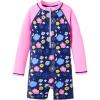 imageUMELOK Girls Long Sleeve Rash Guard One Piece Swimsuits with UV Protection SunsuitPink Purple Flower