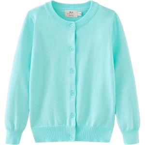imageUMELOK Girls Cardigans Sweater Cotton Button Solid Long Sleeve Knit SweatersAqua