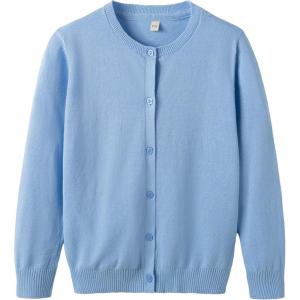 imageUMELOK Girls Cardigans Sweater Cotton Button Solid Long Sleeve Knit SweatersBlue