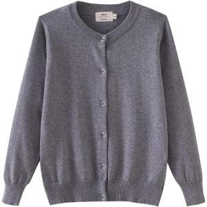 imageUMELOK Girls Cardigans Sweater Cotton Button Solid Long Sleeve Knit SweatersGrey