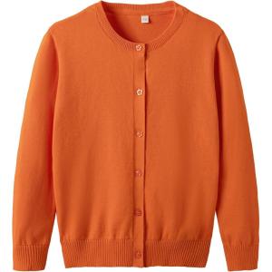 imageUMELOK Girls Cardigans Sweater Cotton Button Solid Long Sleeve Knit SweatersOrange