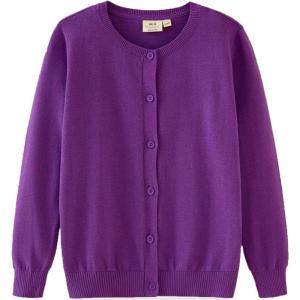 imageUMELOK Girls Cardigans Sweater Cotton Button Solid Long Sleeve Knit SweatersPurple