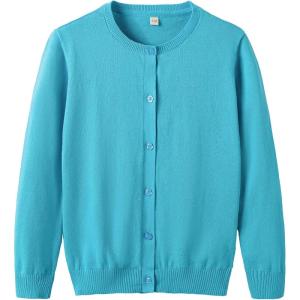 imageUMELOK Girls Cardigans Sweater Cotton Button Solid Long Sleeve Knit SweatersSky Blue