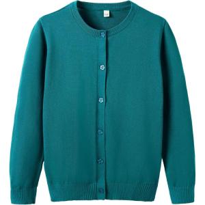 imageUMELOK Girls Cardigans Sweater Cotton Button Solid Long Sleeve Knit SweatersTeal