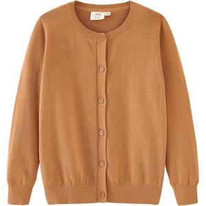 image:imageUMELOK Girls Cardigans Sweater Cotton Button Solid Long Sleeve Knit SweatersKhaki