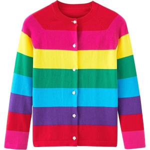 image:imageUMELOK Girls Cardigans Sweater Cotton Button Solid Long Sleeve Knit SweatersRainbow 2