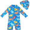 image:imageUMELOK Baby Boys UPF 50 Sun Protection One Piece Rashguard Swimsuit with Snap BottomBright Blue  Dinosaur