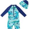 image:imageUMELOK Baby Boys UPF 50 Sun Protection One Piece Rashguard Swimsuit with Snap BottomGreen  Blue  Alligator
