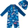 image:imageUMELOK Baby Boys UPF 50 Sun Protection One Piece Rashguard Swimsuit with Snap BottomLake Blue  Sailboat