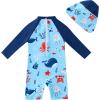 image:imageUMELOK Baby Boys UPF 50 Sun Protection One Piece Rashguard Swimsuit with Snap BottomLight Blue  Sea Creatures