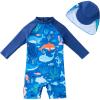 image:imageUMELOK Baby Boys UPF 50 Sun Protection One Piece Rashguard Swimsuit with Snap BottomBlue  Dolphin