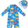 image:imageUMELOK Baby Boys UPF 50 Sun Protection One Piece Rashguard Swimsuit with Snap BottomBright Blue  Dinosaur
